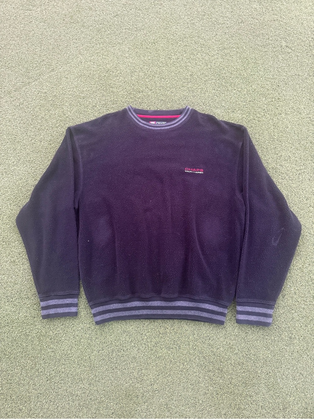 VINTAGE RARE Y2k 2000s TRENDY STYLISH DESIGNER CHAPS RALPH LAUREN FUZZY CREWNECK